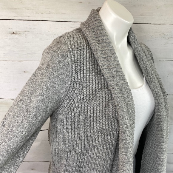 LOFT Sweaters - Loft Chunky Knit Open Front Gray Cardigan Sweater